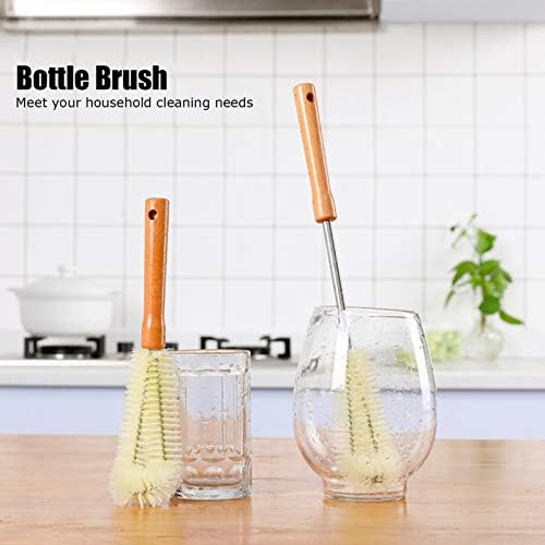 2Pcs Wooden Handle Bottle Brush for Cleaning Cups Glasses Sinks