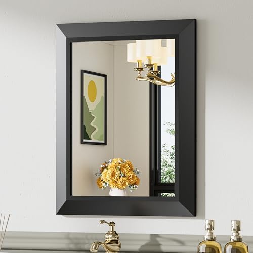 BRIIVUE 16x20 Black Bathroom Mirror with Metal Frame
