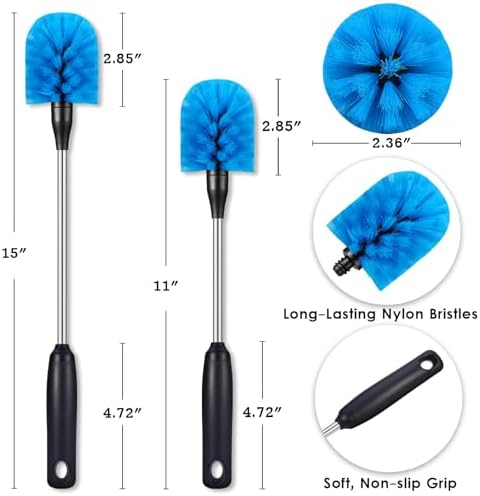 MOSOLAN 15in Stainless Steel Bottle Brush 2 Pack