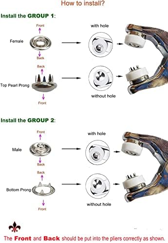 JAUEIVR Snap Fasteners Kit 100 Sets 10mm