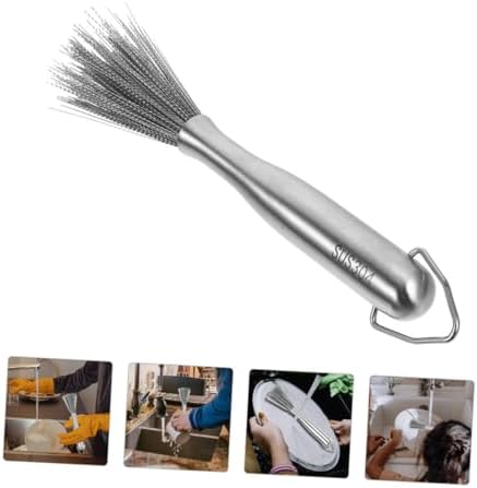 SHOWERORO Stainless Steel Cleaning Brush with Long Handle Cast Iron Pan Scrubber