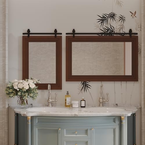 ALBAD Farmhouse Wall Mirror with Solid Wood Frame