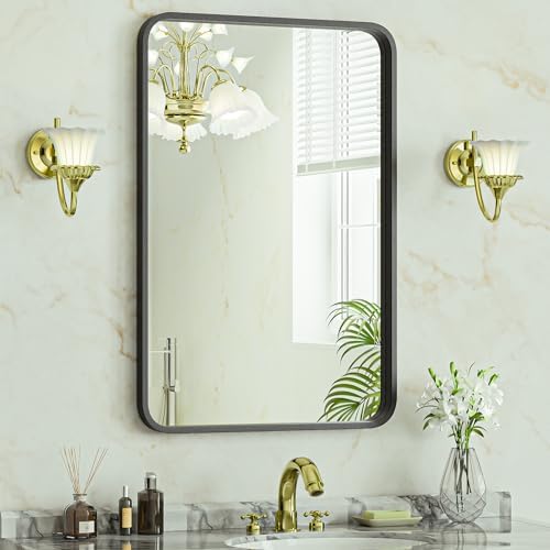 SUPER DEAL 22x30 Inch Black Wall Mirror for Bathroom and Entryway