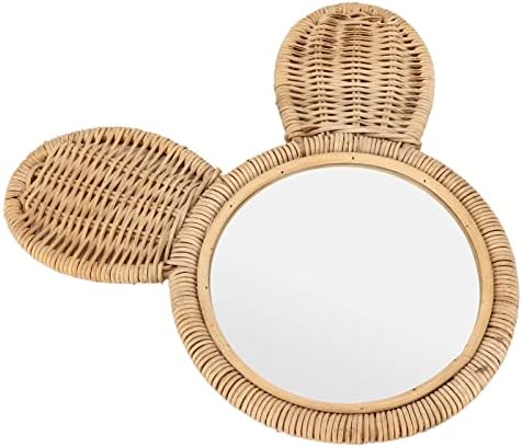 Cute Monkey Head Boho Rattan Wall Mirror