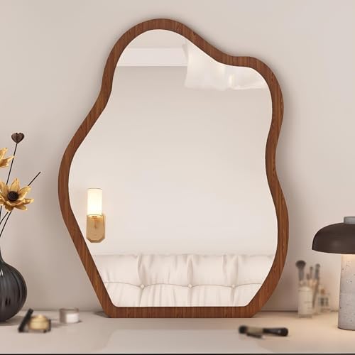 LTSRLL Cloud Shaped Bathroom Mirror with Wooden Frame