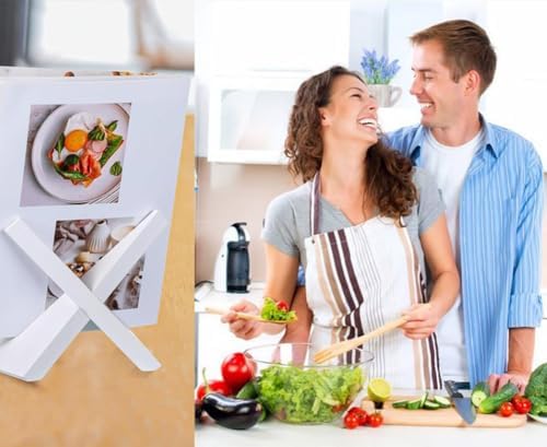 Large White Wooden Cookbook Stand for Kitchen 1