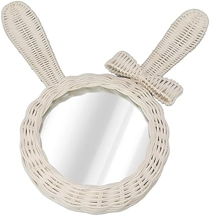TITA-DONG Woven Wall Mirror Rabbit Shape Retro Decor