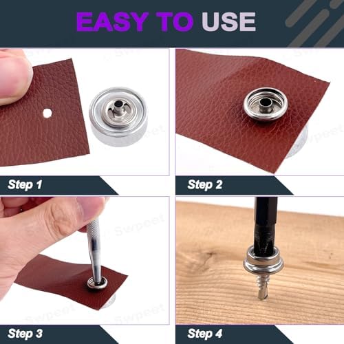 Swpeet 62Pcs Canvas Snap Fastener Kit for Boat Covers