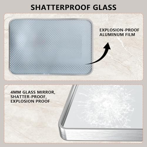 Cenhadam 12x16in Silver Frame Bathroom Mirror for Wall-Mounted Vanity