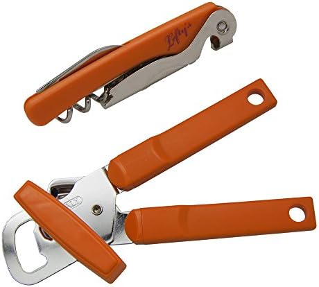 Leftys Left-Handed Can Opener Corkscrew Set Orange Handle 1