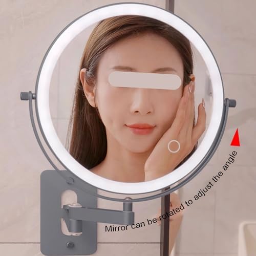 Rechargeable Wall Mounted Lighted Makeup Mirror with 1X3X Magnification