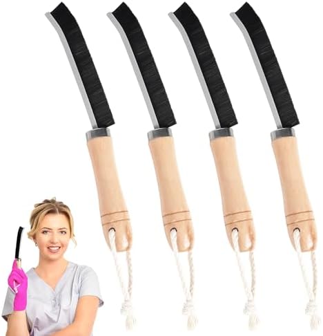 METSHOW 4Pcs Wooden Handle Crevice Cleaning Brush Set
