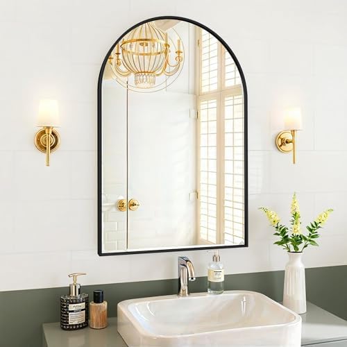 ZenStyle 24x36 Arch Bathroom Mirror with Metal Frame