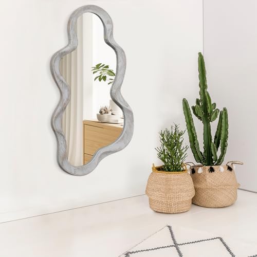 Irregular Cloud Wood Frame Wall Mirror