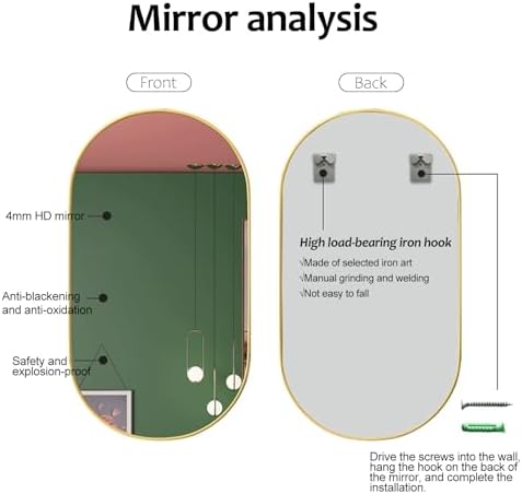 DELURA Gold Oval Mirror - Black 40x60cm