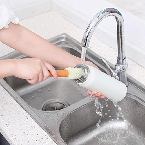 2Pcs Wooden Handle Bottle Brush for Cleaning Cups Glasses Sinks