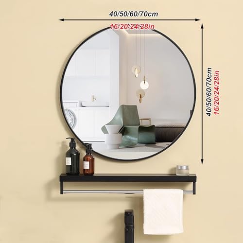 Round Mirror with Aluminum Frame for Bathroom and Entryway