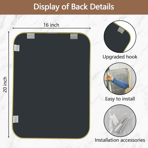 16x20 Inch Gold Mirror with Brushed Brass Frame