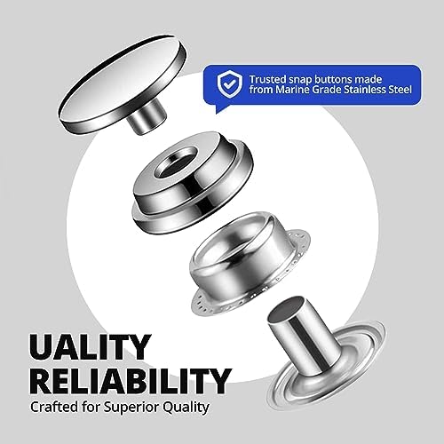 120 pcs Stainless Steel 15mm Snap Fasteners Kit for Fabric and Jeans