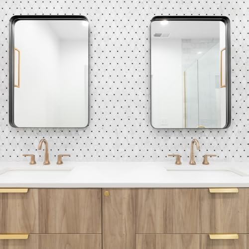JovyTide Metal Framed Wall Mirror 24 Inch Black Contemporary Design
