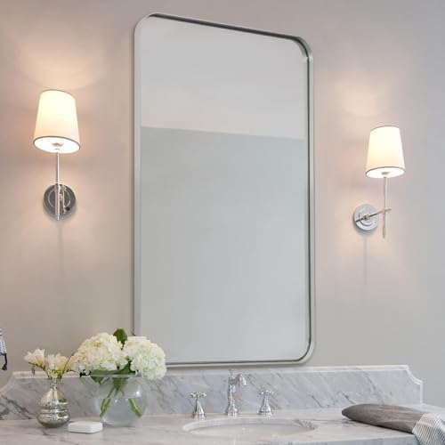 ANDY STAR Brushed Nickel 30x48 Bathroom Mirror
