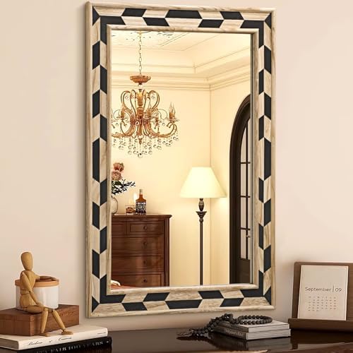 JJUUYOU Rustic Zebra Print Wall Mirror 28x20