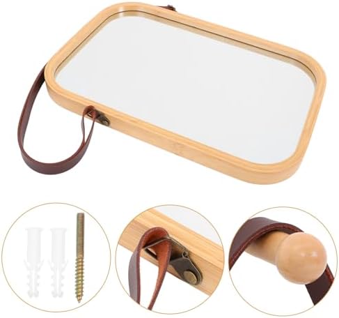 MERRYHAPY Wall-Mounted Bamboo Vanity Mirror 38x26cm