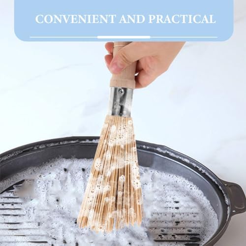 Bamboo Wok Brush with Wood Handle for Cast Iron Pots and Pans