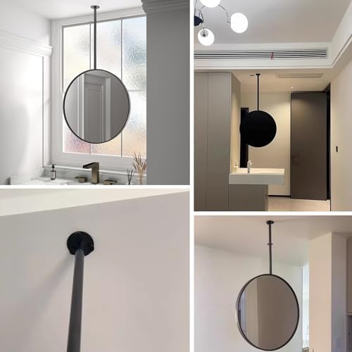 Floating Ceiling Mirror with Metal Frame 40x40cm Clear and Shatter-Resistant