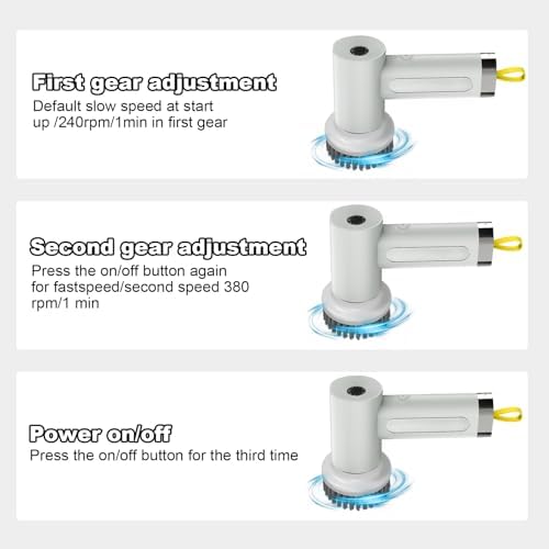 Electric Spin Scrubber with 5 Brush Heads and 2 Speeds Grey