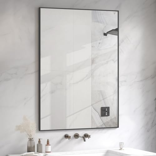 HOMECOOKIN Black Metal Bathroom Mirror 28x40 Inch