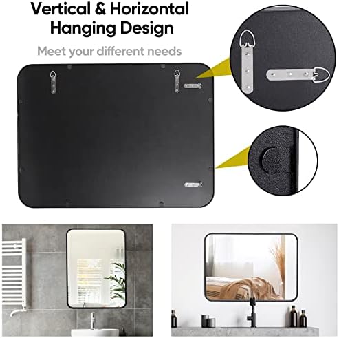 SUPER DEAL 22x30 Inch Black Wall Mirror for Bathroom and Entryway