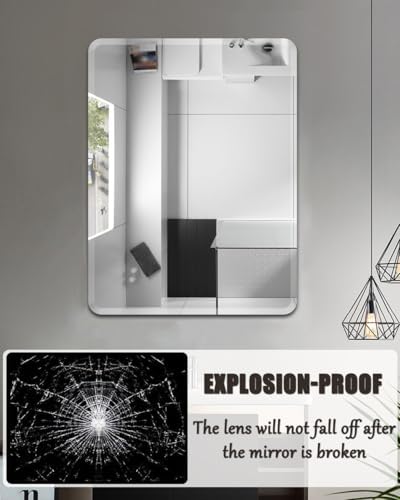 Frameless Bathroom Mirror with Beveled Edges 50x60cm