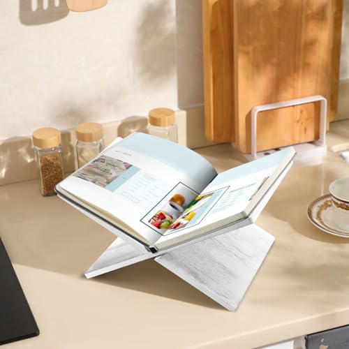 Geetery Bamboo Book Stand for Cookbooks Textbooks White
