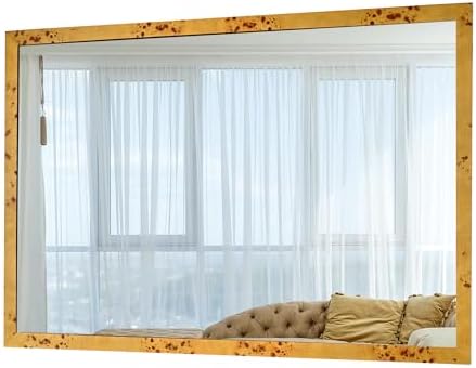 Rustic 30x40 Inch Wooden Framed Bathroom Mirror
