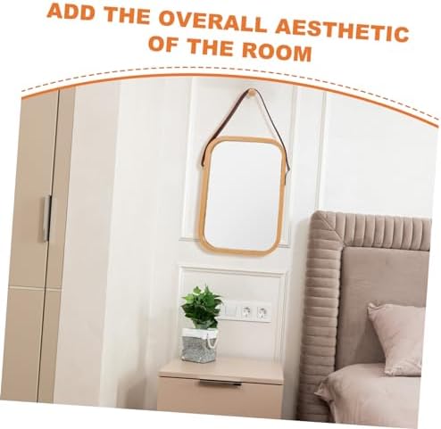 MERRYHAPY Wall-Mounted Bamboo Vanity Mirror 38x26cm