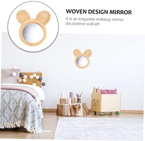 PLAFOPE 1Pc Woven Rattan Wall Mirror Beige