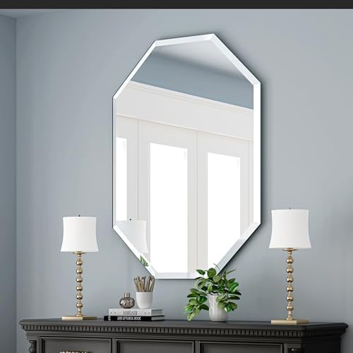 Silver Frameless Bathroom Mirror 28x40 Rectangle