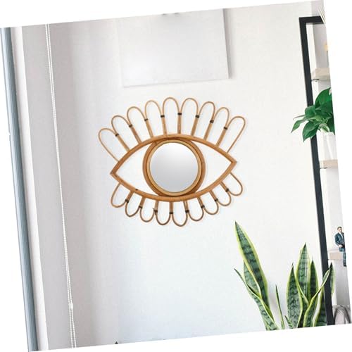 GOOHOCHY Boho Rattan Wall Mirror with Unique Eye Shape