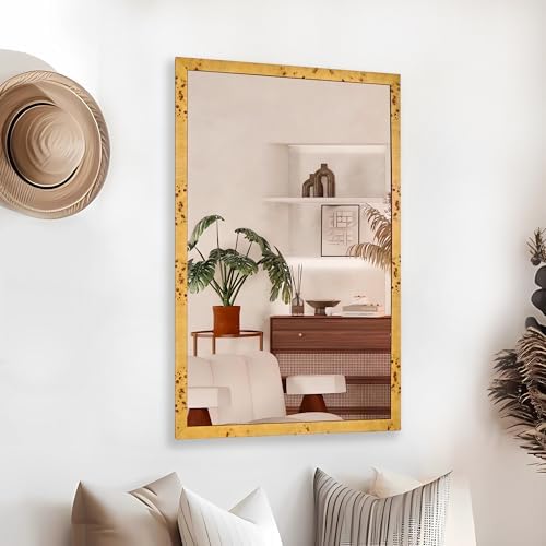 Rustic 30x40 Inch Wooden Framed Bathroom Mirror