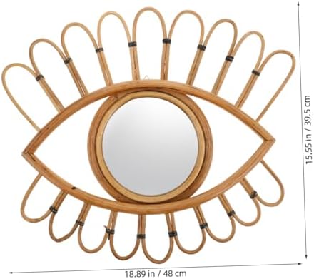GOOHOCHY Boho Rattan Wall Mirror with Unique Eye Shape