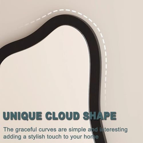 LTSRLL Cloud Shaped Bathroom Mirror with Wooden Frame