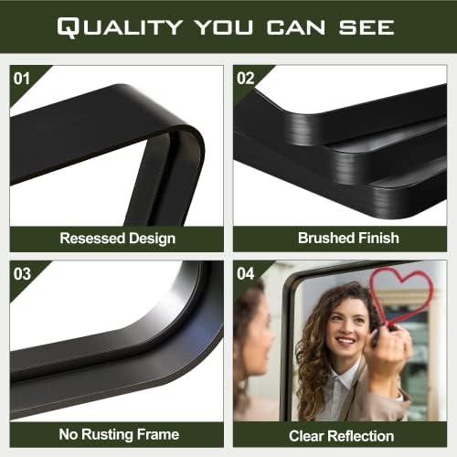 NicBex 38x26 Inch Black Bathroom Vanity Mirror