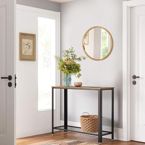 Brushed Gold Metal Framed Round Mirror for Bathroom and Living Room