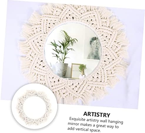 Alipis Beige Woven Wall Mirror for Bedroom and Bathroom