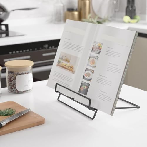 QUQUQ Cookbook Holder for Kitchen Counter Adjustable Recipe Book Stand White