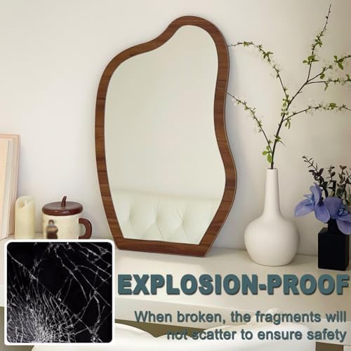 LTSRLL Cloud Shaped Bathroom Mirror with Wooden Frame
