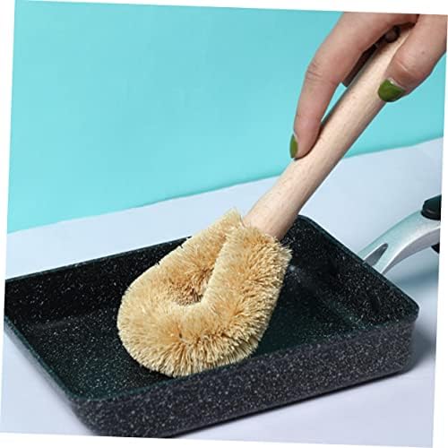 Healifty 2pcs Long Handle Bamboo Kitchen Scrub Brush