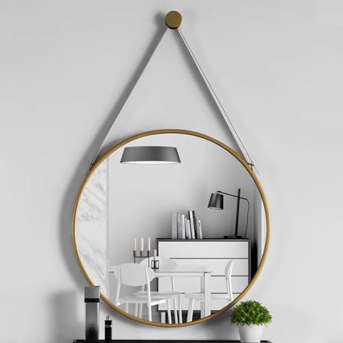 Round Mirror with Wrought Iron Frame Gold 16in