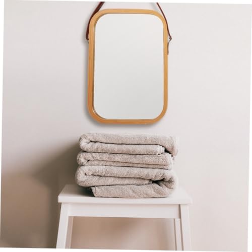 MERRYHAPY Wall-Mounted Bamboo Vanity Mirror 38x26cm